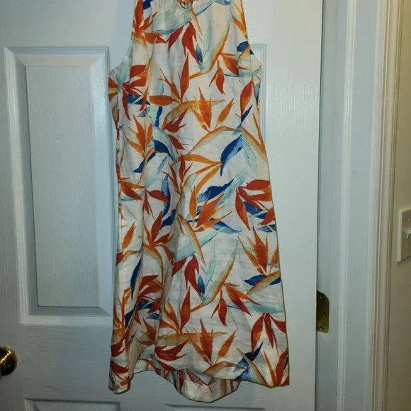 TOMMY BAHAMA Palms of Paradise Birds Floral Linen Halter Dress Size Small $128 - Picture 5 of 5